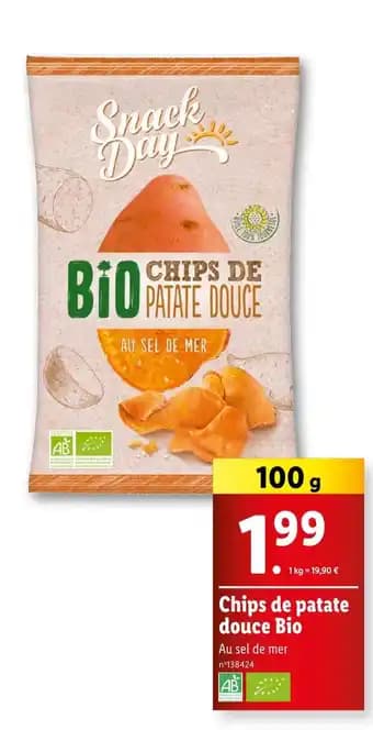 SNACK DAY Chips de patate douce Bio