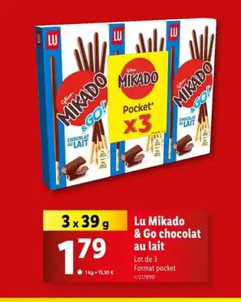 LU Mikado & Go chocolat au lait