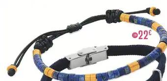 Bracelet cordon en acier et lapis lazuli