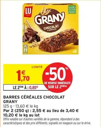 Promotion Exclusives de 1
Barres chocolat : Découvrez l'Offre incontournable