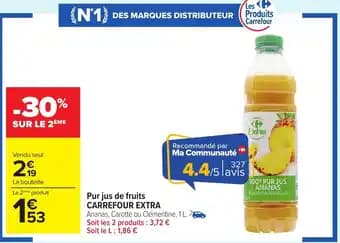 CARREFOUR EXTRA Pur jus de fruits 1 l