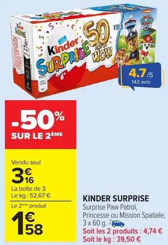 KINDER SURPRISE 3 x 60 g