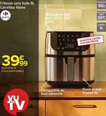 CARREFOUR HOME Friteuse sans huile 9 l