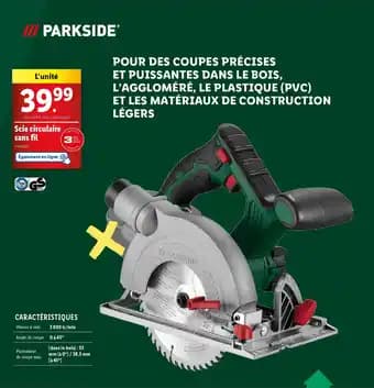 Parkside scie circulaire sans fil