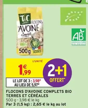 Promotion Exclusives de 3
Flocons d avoine : Découvrez l'Offre incontournable