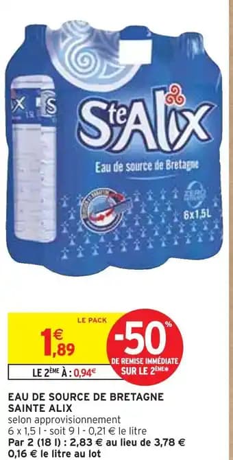 SAINTE ALIX Eau de source de bretagne