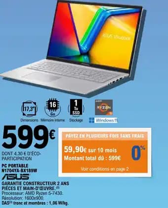 ASUS Vivobook PC PORTABLE N1704YA-BX189W