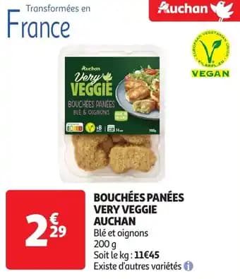 Auchan bouchées panées very veggie 200 g