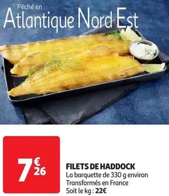 Pêché en atlantique nord est filets de haddock 330 g