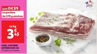 Le porc français porc poitrine entière avec os 170 g