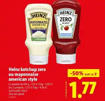 HEINZ ketchup zero ou mayonnaise american style