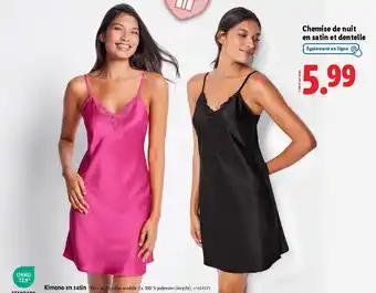 ESMARA Chemise de nuit en satin et dentelle