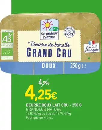 GRANDEUR NATURE Beurre doux lait cru