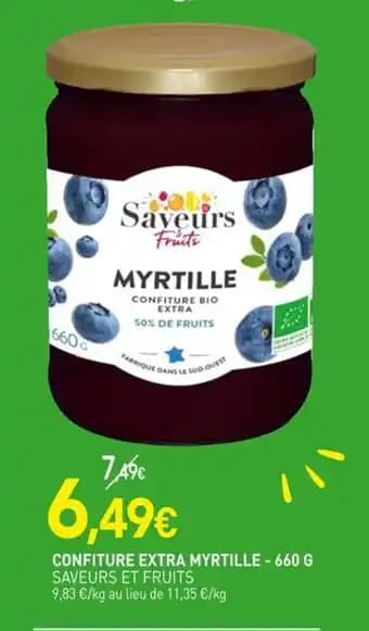SAVEURS ET FRUITS Confiture extra myrtille 660 g