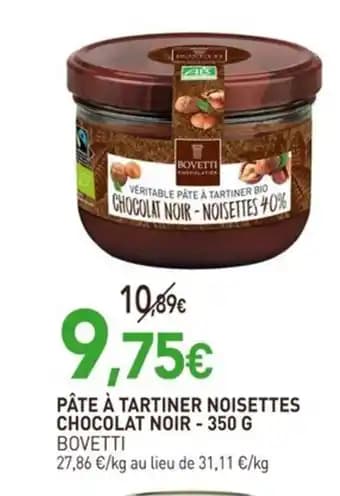 BOVETTI Pâte à tartiner noisettes chocolat noir 350 g