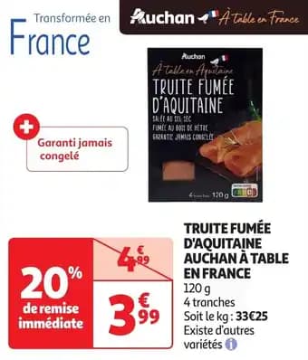 Promotion Exclusives de 5
Truite fumée : Découvrez l'Offre incontournable