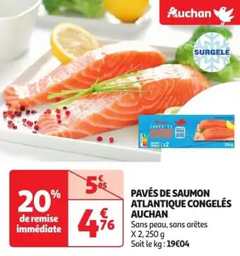 Auchan pavés de saumon atlantique congelés
