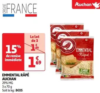 Promotion Exclusives de 19
Emmental rapé : Découvrez l'Offre incontournable