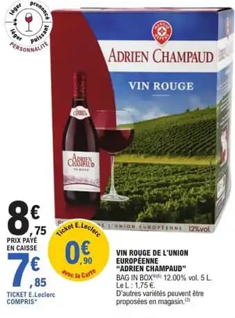 Promotion Exclusives de 9
Vin rouge : Découvrez l'Offre incontournable