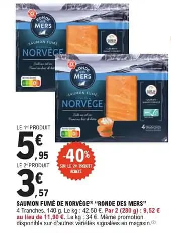 "RONDE DES MERS" Saumon fumé de norvège 140 g