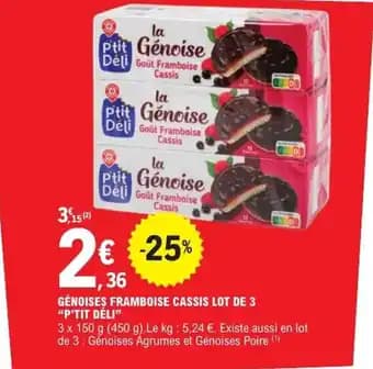 "P'TIT DÉLI" Génoises framboise cassis lot de 3 450 g