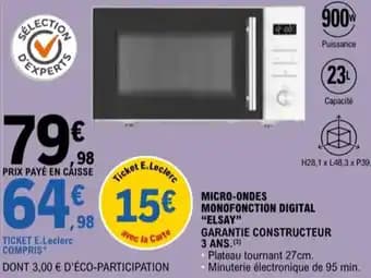 Promotion Exclusives de 25
Micro-ondes : Découvrez l'Offre incontournable