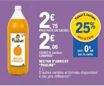 "PAULINE" Nectar d'abricot 1 l