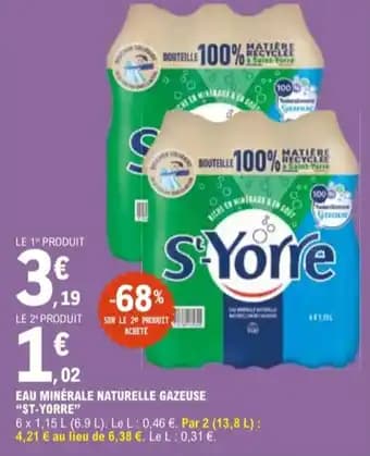 "ST-YORRE" Eau minérale naturelle gazeuse 6,9 l