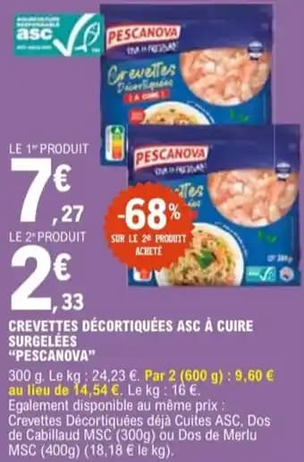 "PESCANOVA" Crevettes décortiquées asc à cuire surgelées 300 g