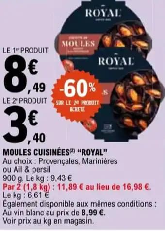 Promotion Exclusives de 3
Moules cuisinées : Découvrez l'Offre incontournable
