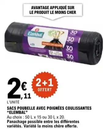 "ELEMBAL" Sacs poubelle avec poignées coulissantes