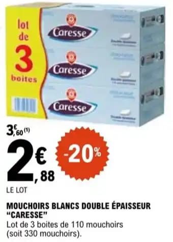 "CARESSE" Mouchoirs blancs double épaisseur