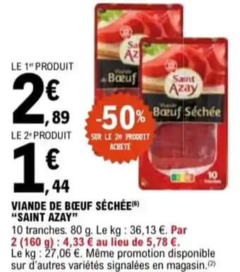 "SAINT AZAY" Viande de bœuf séchée 80 g