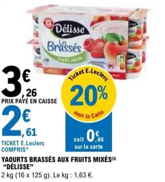 "DÉLISSE" Yaourts brassés aux fruits mixés 2 kg