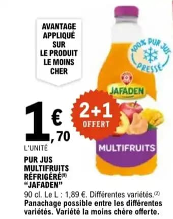 "JAFADEN" Pur jus multifruits réfrigéré 90 cl