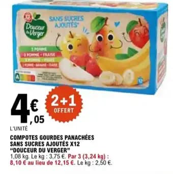 "DOUCEUR DU VERGER" Compotes gourdes panachées sans sucres ajoutés x12 1.08 kg