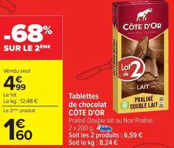 CÔTE D'OR Tablettes de chocolat 2 x 200 g