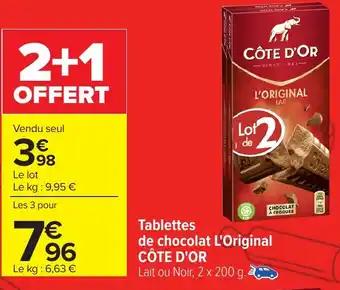 CÔTE D'OR Tablettes de chocolat L'Original 2 x 200 g