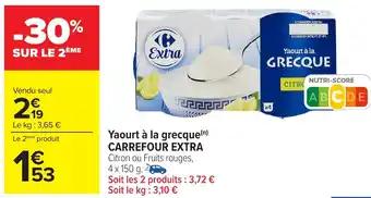 CARREFOUR EXTRA Yaourt à la grecque 4 x 150 g