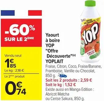 YOPLAIT Yaourt à boire YOP "Offre Découverte " 850 g