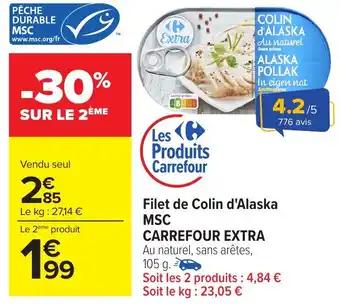 CARREFOUR EXTRA Filet de Colin d'Alaska MSC 105 g