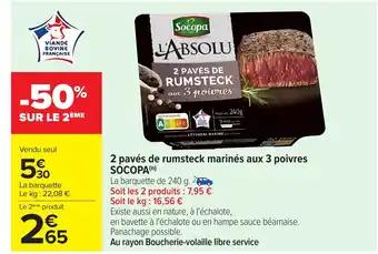 SOCOPA 2 pavés de rumsteck marinés aux 3 poivres 240 g