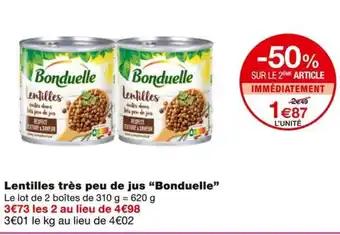 Bonduelle Lentilles très peu de jus 620 g