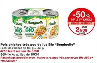 Bonduelle Pois chiches très peu de jus Bio 260 g