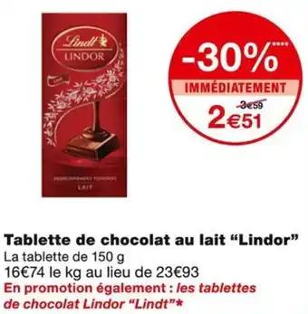 Lindt Lindor Tablette de chocolat au lait 150 g