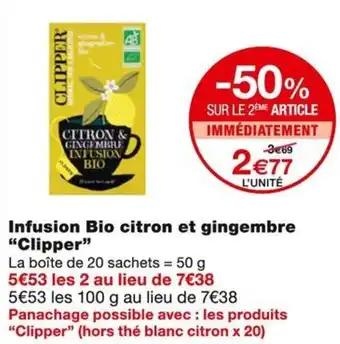 Clipper infusion bio citron et gingembre 50 g