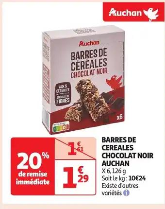 Barres de cereales chocolat noir auchan x 6, 126 g