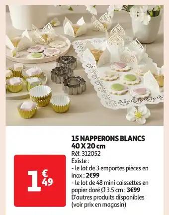 15 napperons blancs 40 x 20 cm