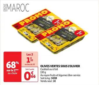 Olives vertes sous l'olivier cocktail ou à l'ail 130 g