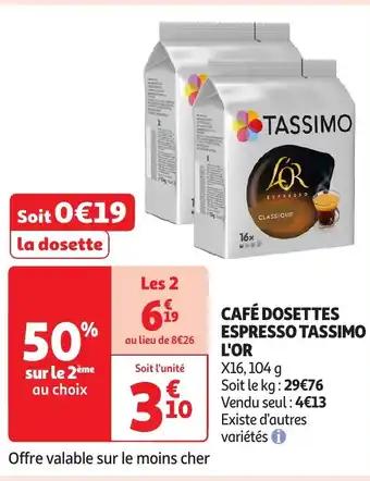 L'OR Café dosettes espresso tassimo 104 g